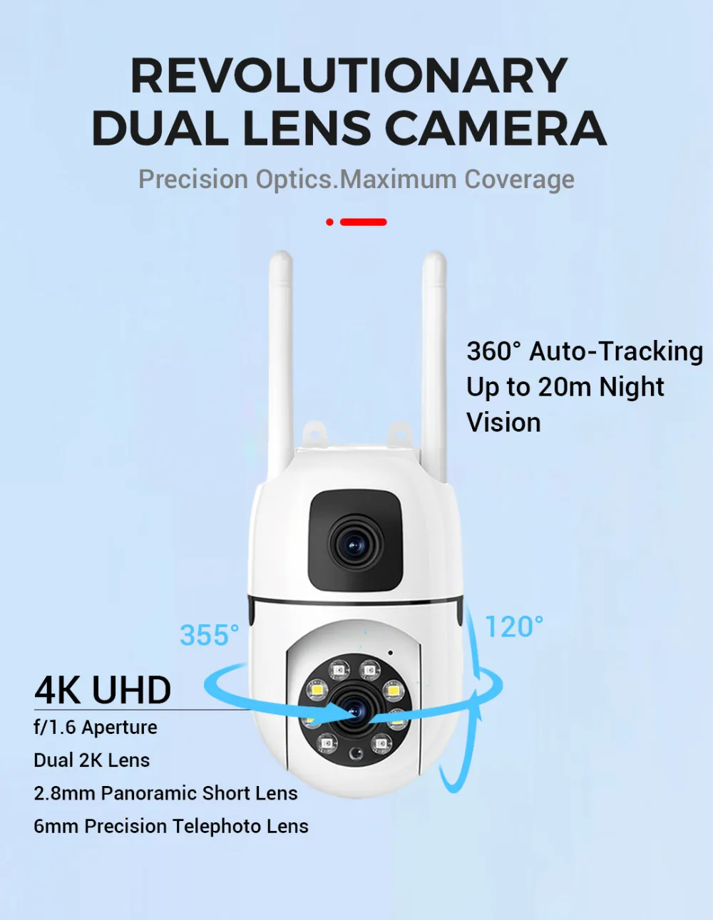 360° Pan & Tilt 4K Dual Lens Security Camera