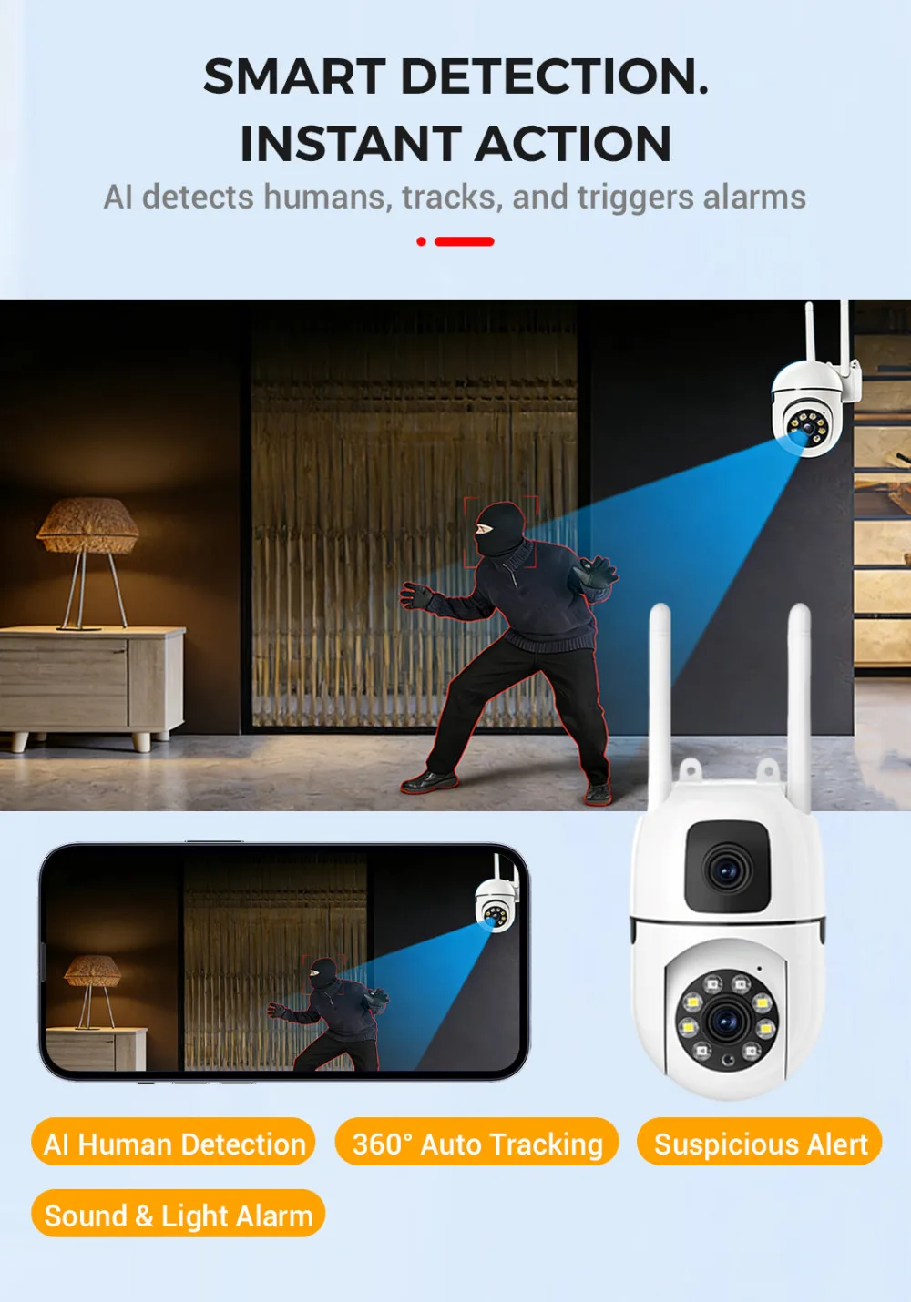 360° Pan & Tilt 4K Dual Lens Security Camera