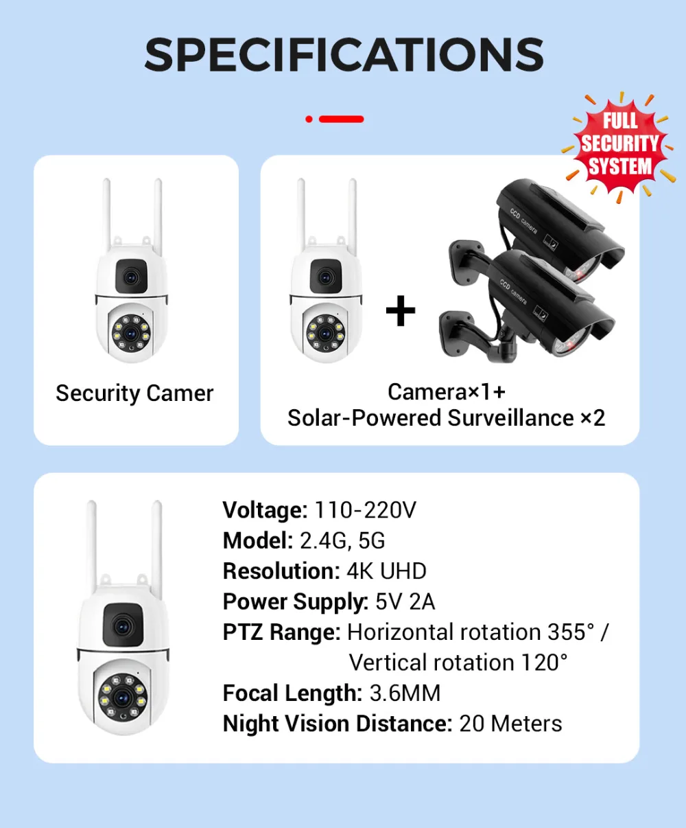 360° Pan & Tilt 4K Dual Lens Security Camera