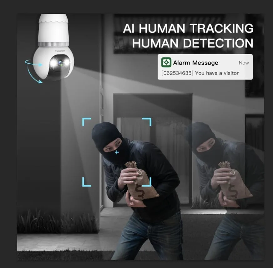 4MP Light Bulb Security Camera with Night Vision