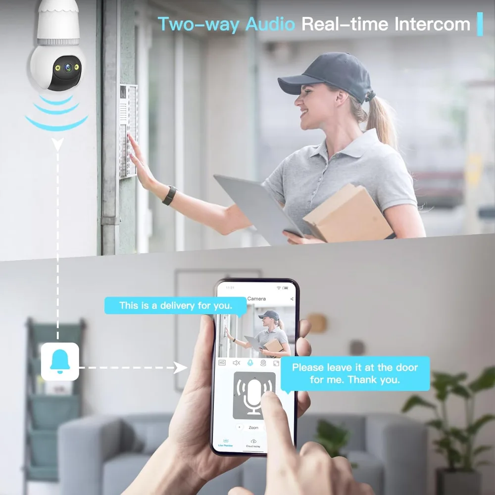 4MP Light Bulb Security Camera with Night Vision