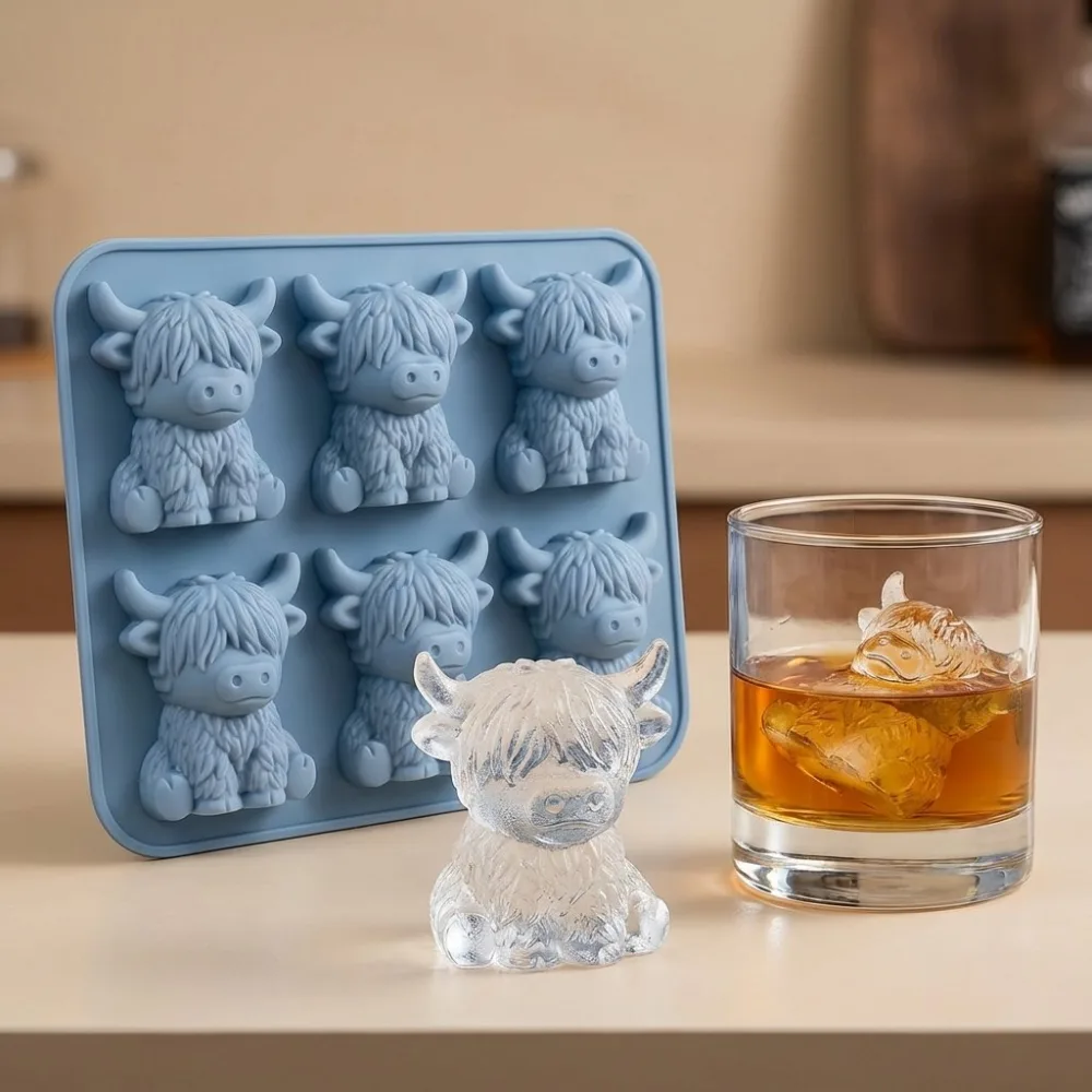 6-Cavity Mini Highland Cow Ice Cube & Dessert Mold
