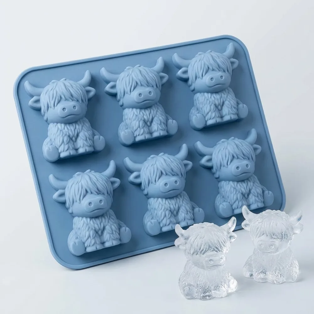 6-Cavity Mini Highland Cow Ice Cube & Dessert Mold