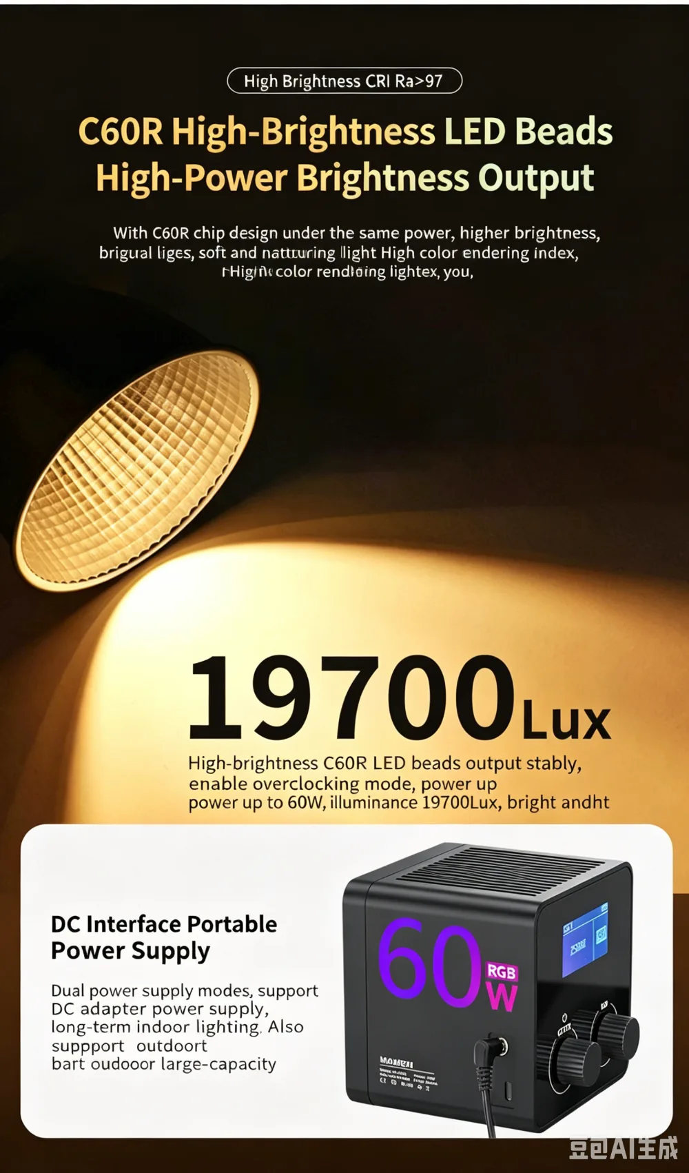 60W Outdoor Handheld Portable RGB Fill Light