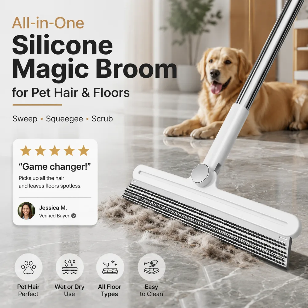 All-in-One Silicone Magic Broom for Pet Hair & Floors