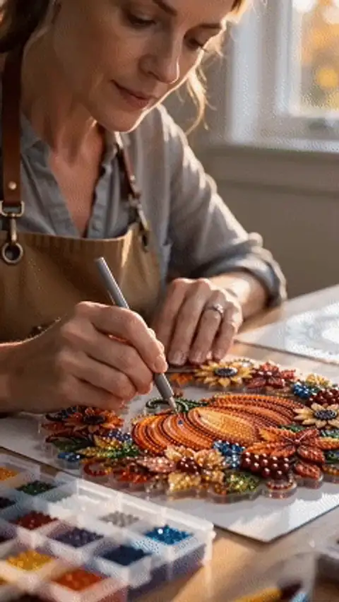 Autumn Pumpkin Diamond-Pattern Hanging Wreath