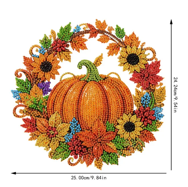 Autumn Pumpkin Diamond-Pattern Hanging Wreath