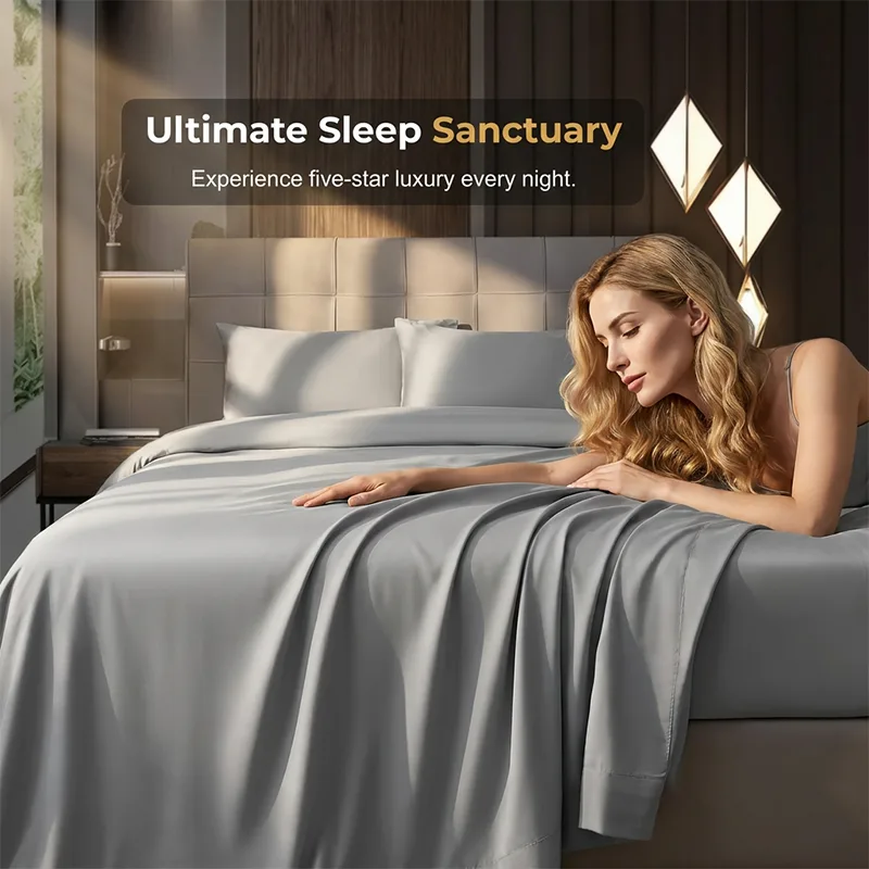 Breathable Solid Color Cooling Bed Sheet Set