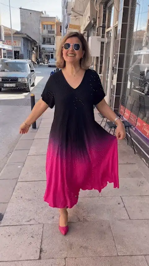 Casual Gradient Tie-Dye Long Dress
