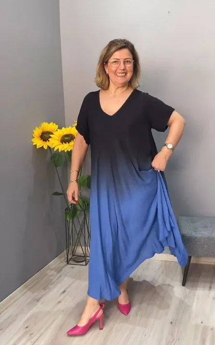 Casual Gradient Tie-Dye Long Dress