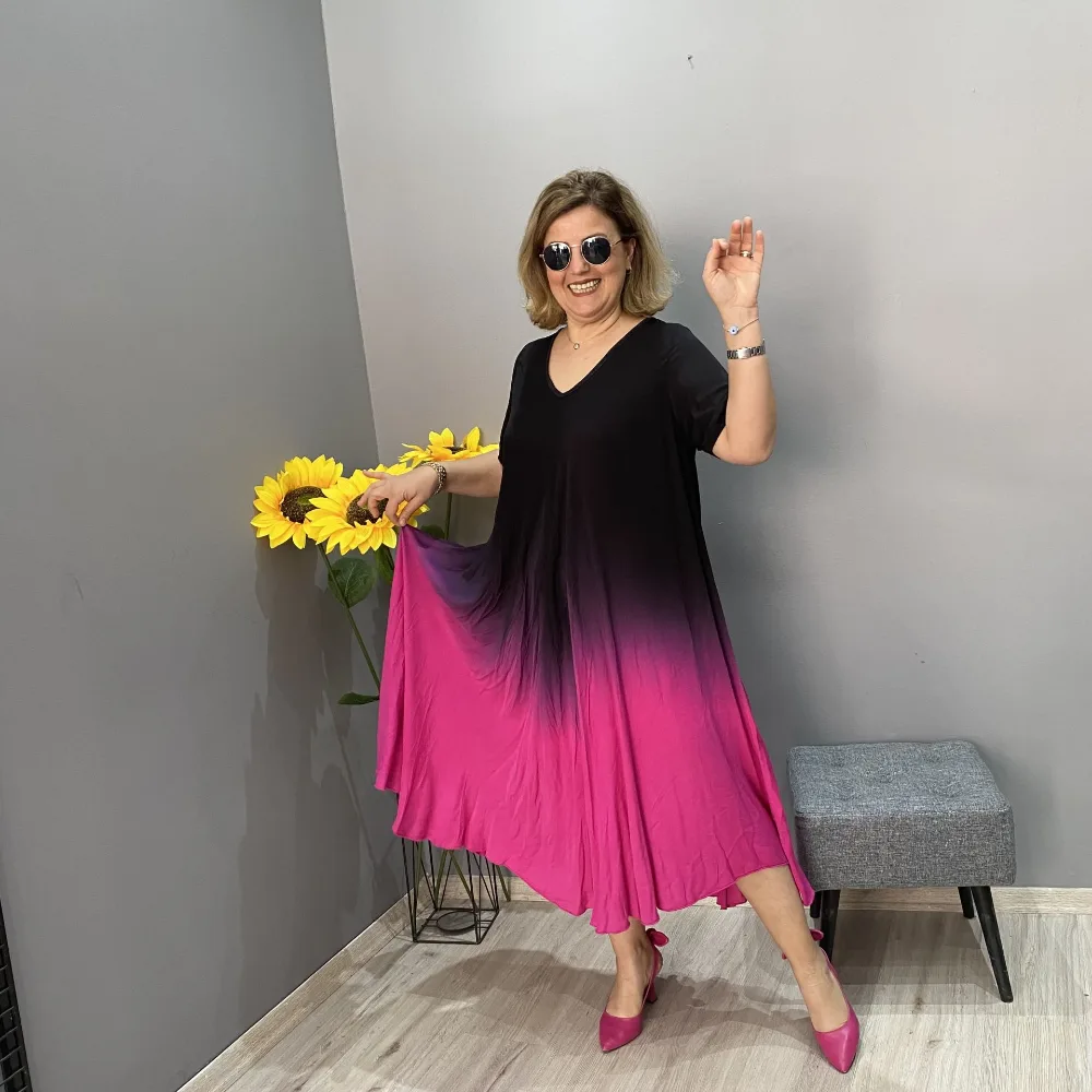 Casual Gradient Tie-Dye Long Dress