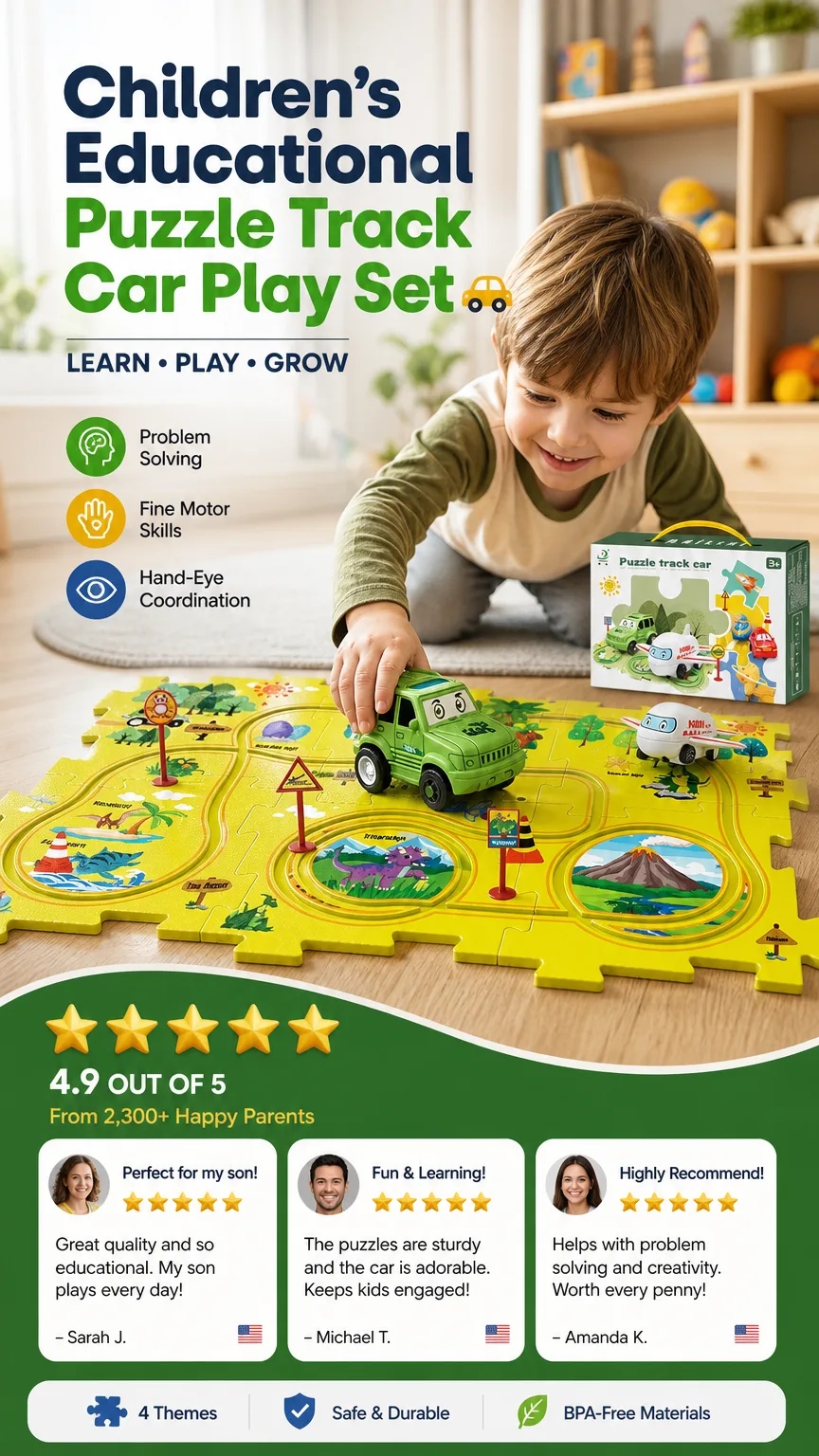 Children’s Educational Puzzle Track Car Play Set