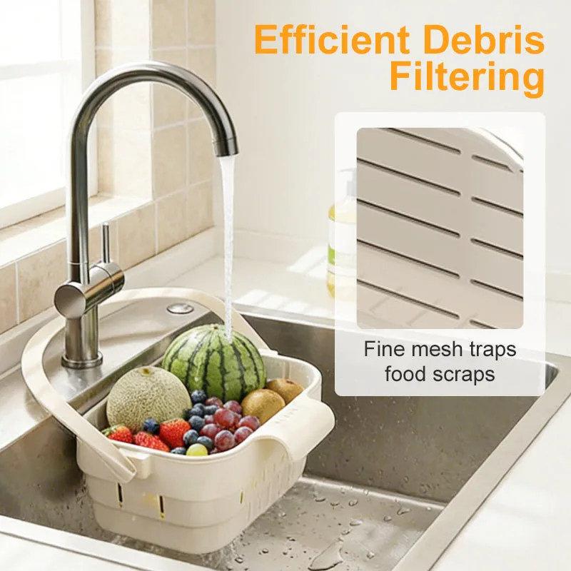 Collapsible Faucet-Hanging Sink Strainer Basket
