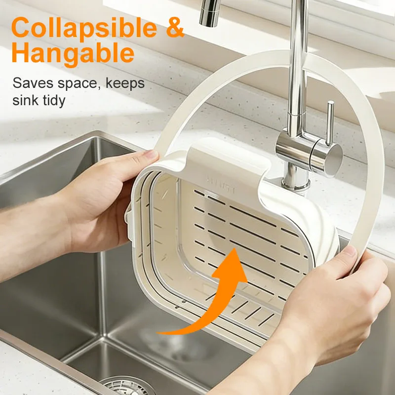 Collapsible Faucet-Hanging Sink Strainer Basket