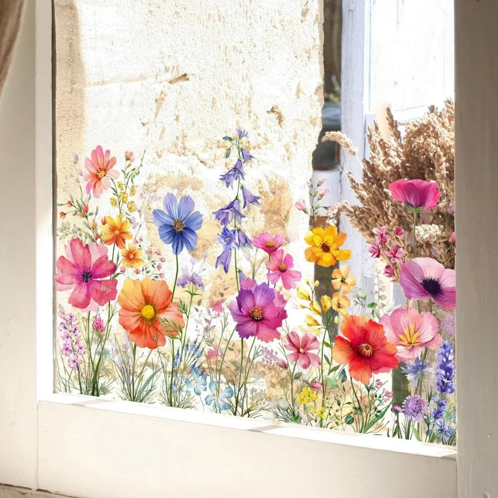Colorful Floral Bouquet Window Sticker