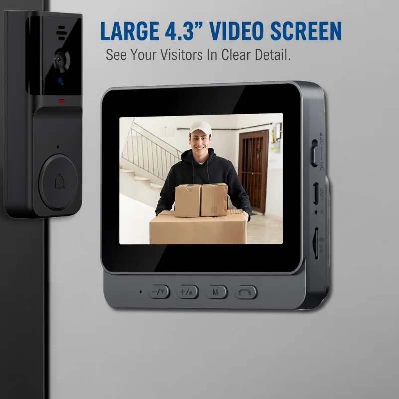 Cordless Smart Video Doorbell with 4.3" Screen
