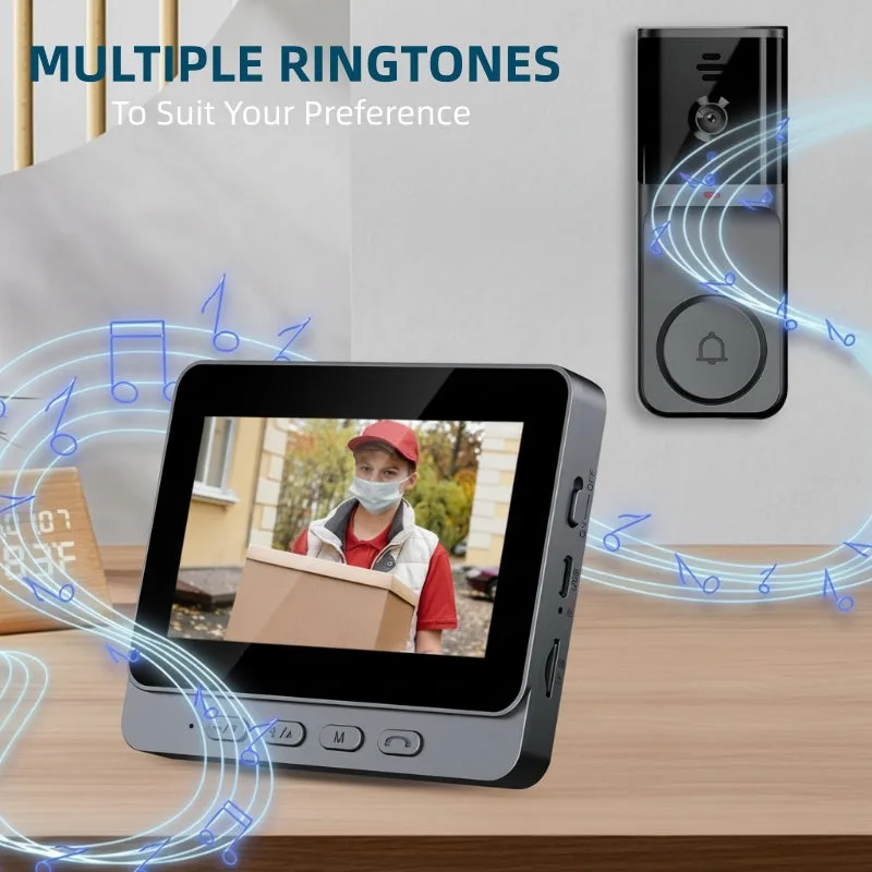 Cordless Smart Video Doorbell with 4.3" Screen