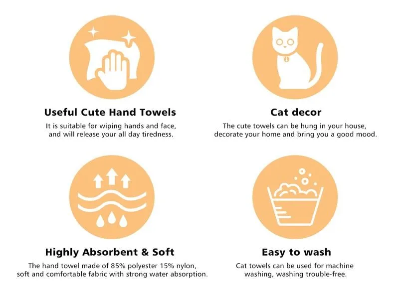 Cute Cat Hand Towel