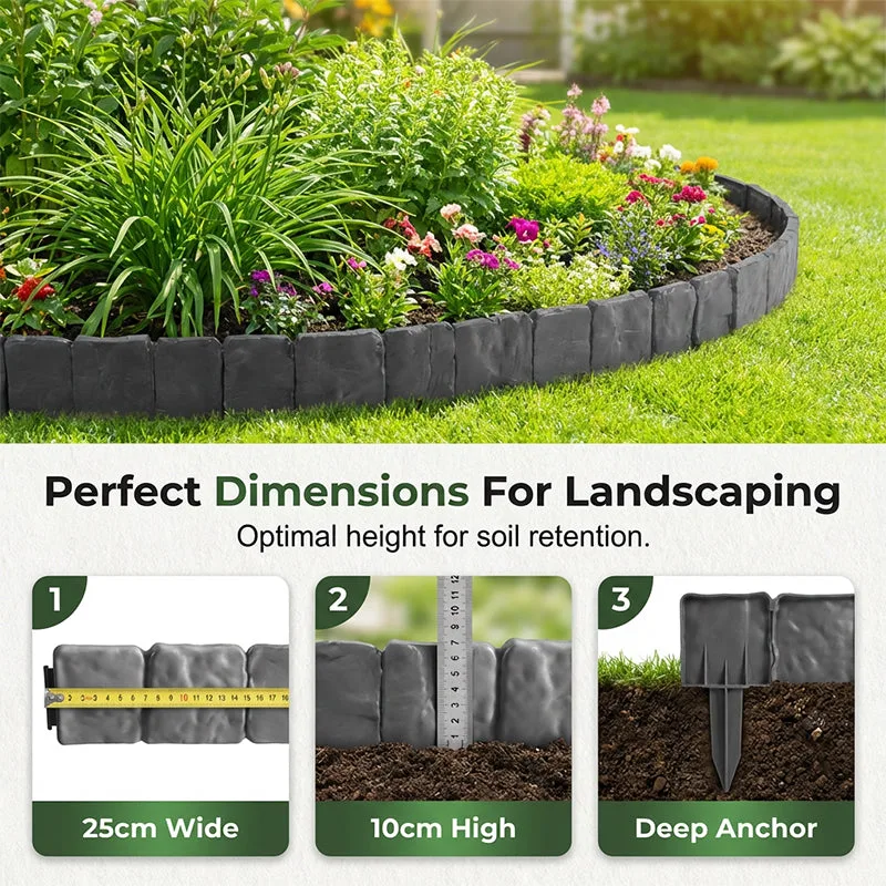 Easy Install Cobblestone Garden Border - 5M Edging Kit
