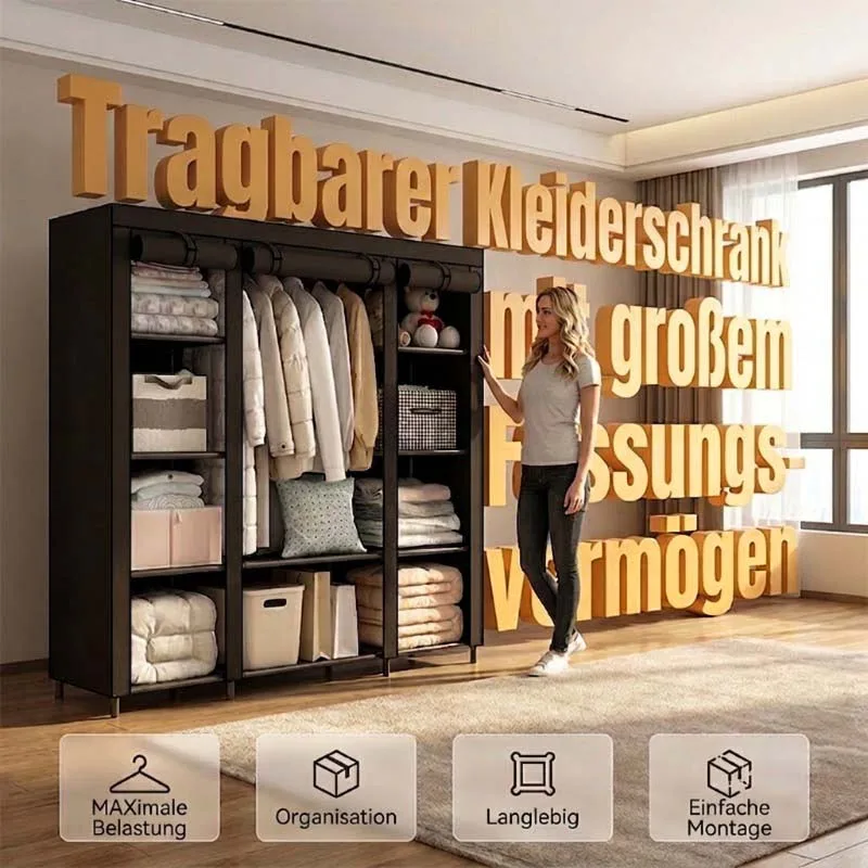 Easy-to-Assemble Non-Woven Fabric Wardrobe