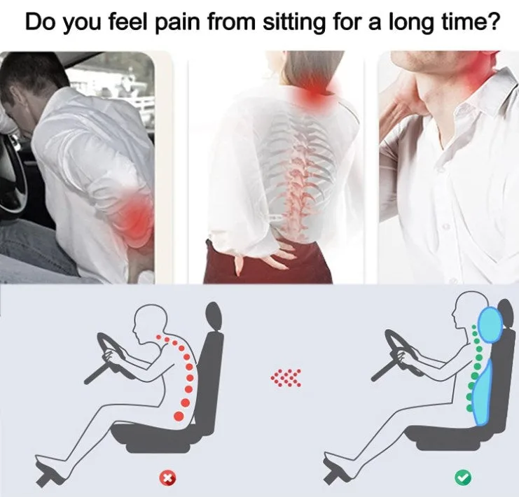 Ergonomic Car Seat Headrest & Lumbar Cushion