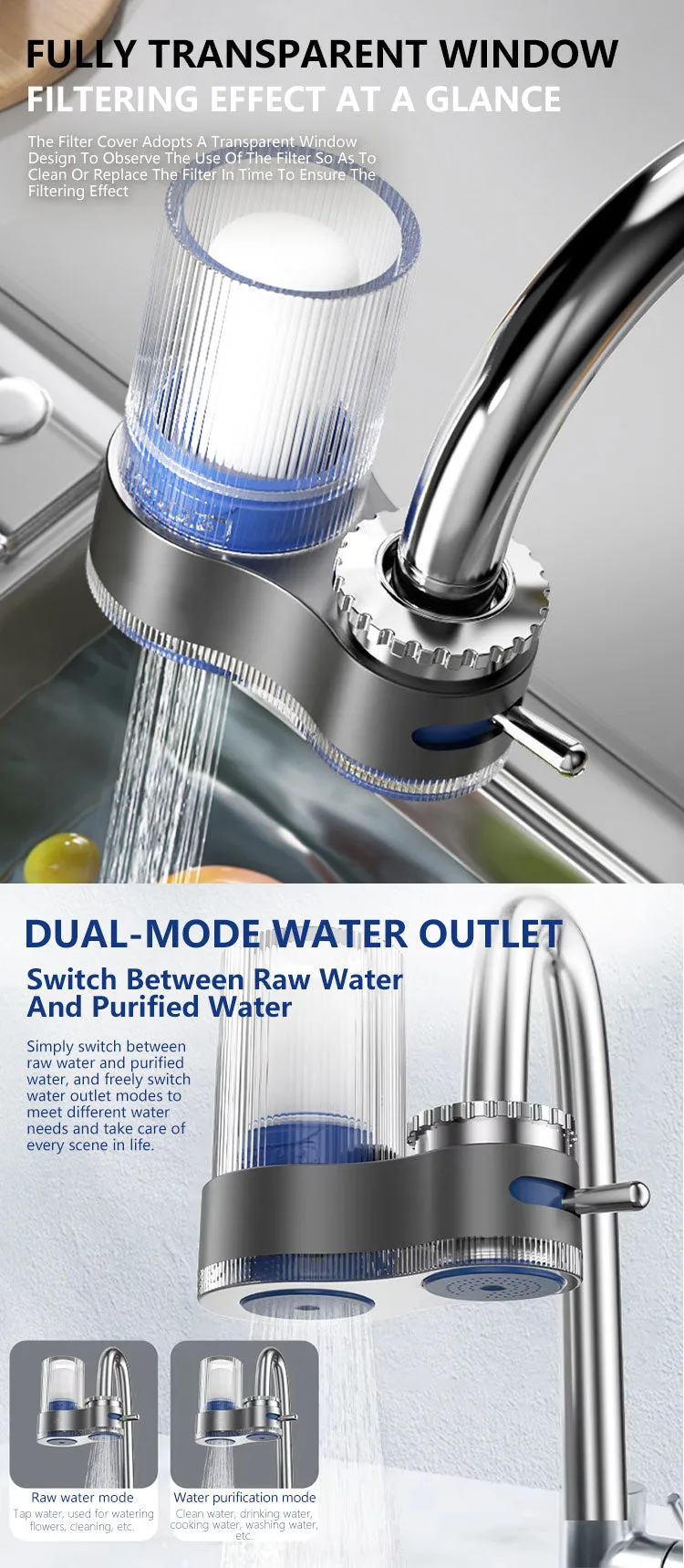 Faucet Water Filter with Adapters