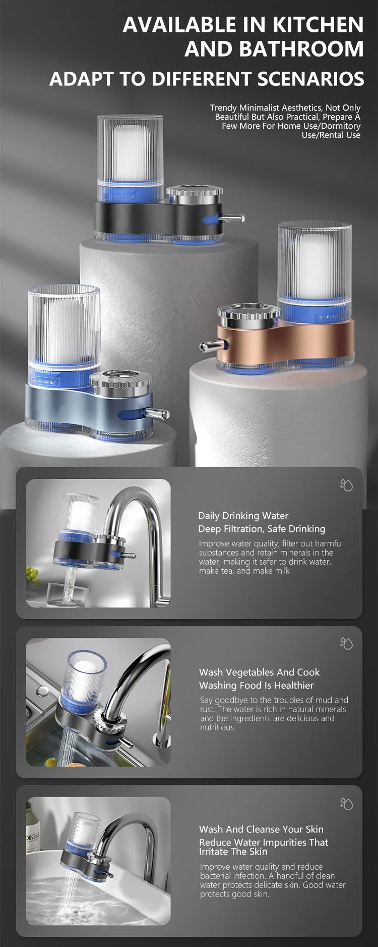 Faucet Water Filter with Adapters