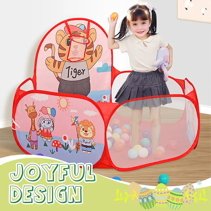 Foldable Children Ball Pool with Basketball Hoop