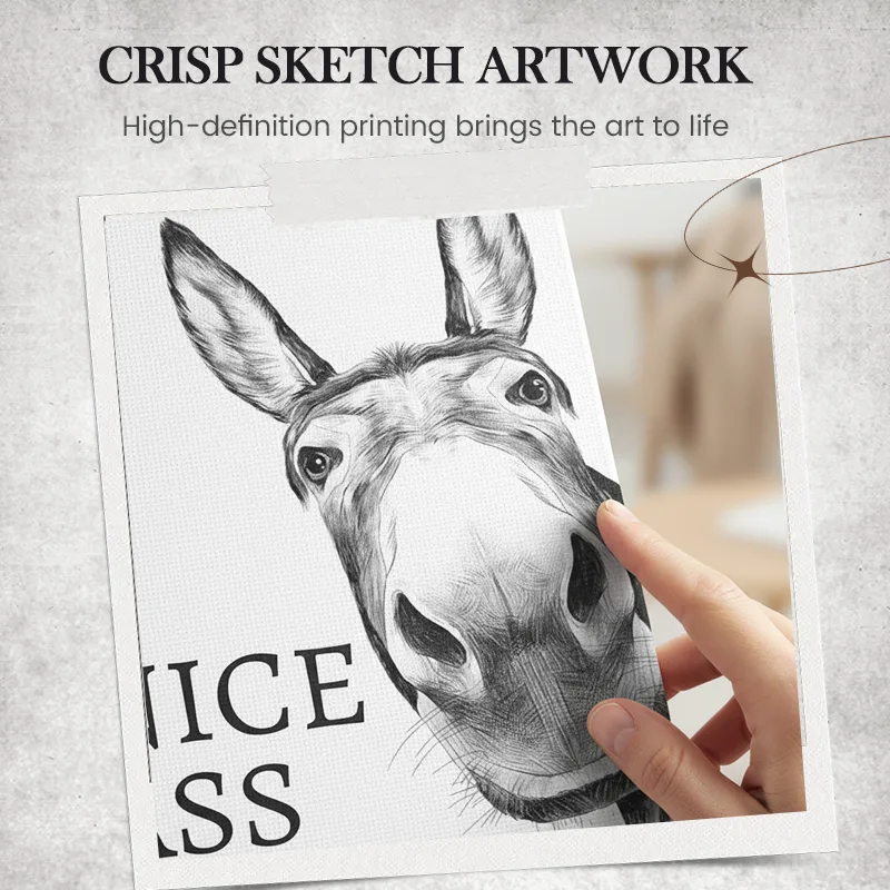 Funny Black and White Donkey Wall Art