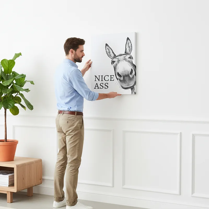 Funny Black and White Donkey Wall Art