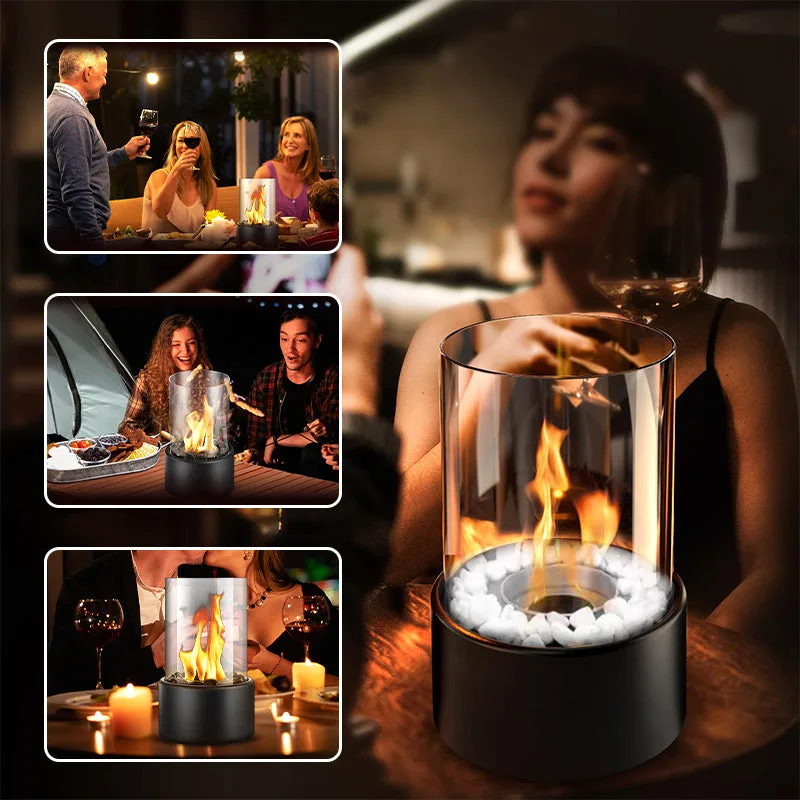 Glass & Metal Tabletop Fireplace
