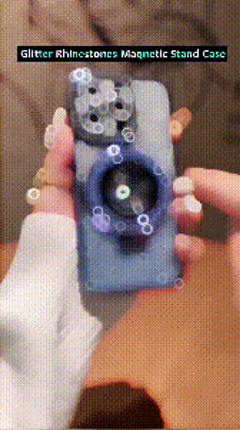Glitter Rhinestones Magnetic iPhone Case with Invisible Stand