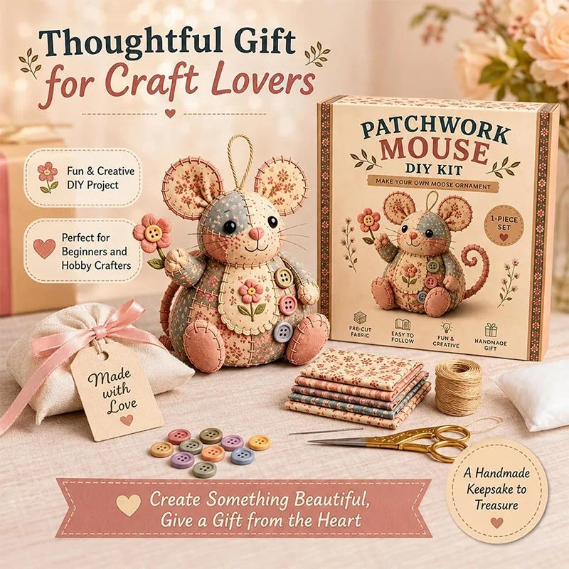 Handcrafted Vintage Mouse Plush Sewing Kit