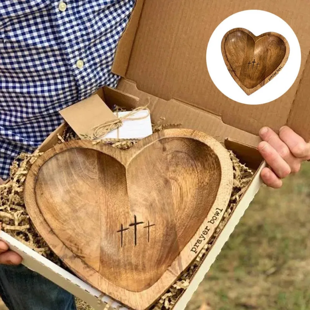 Heart-Shaped Wooden Prayer Bowl