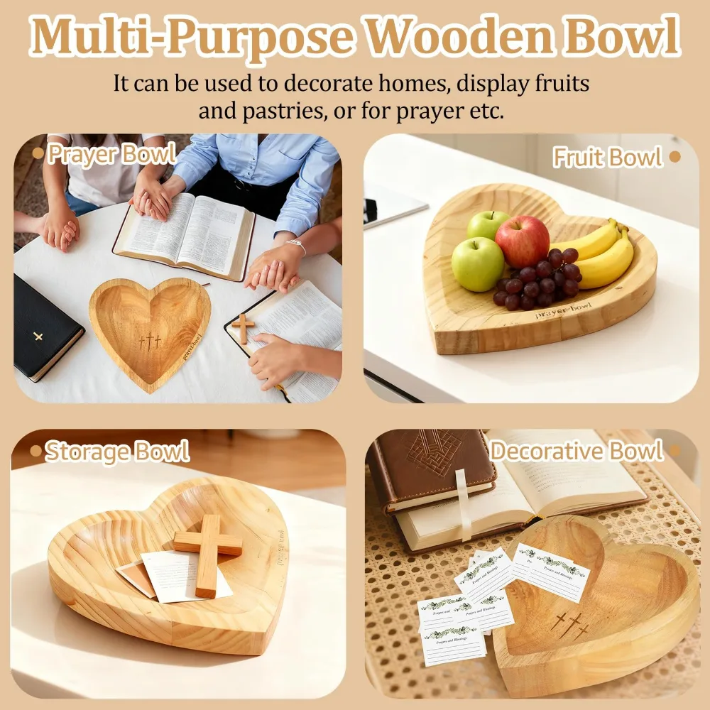 Heart-Shaped Wooden Prayer Bowl