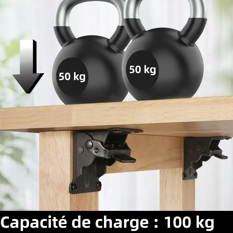 Heavy Duty Folding Table Leg Brackets with Self-Locking Hinges