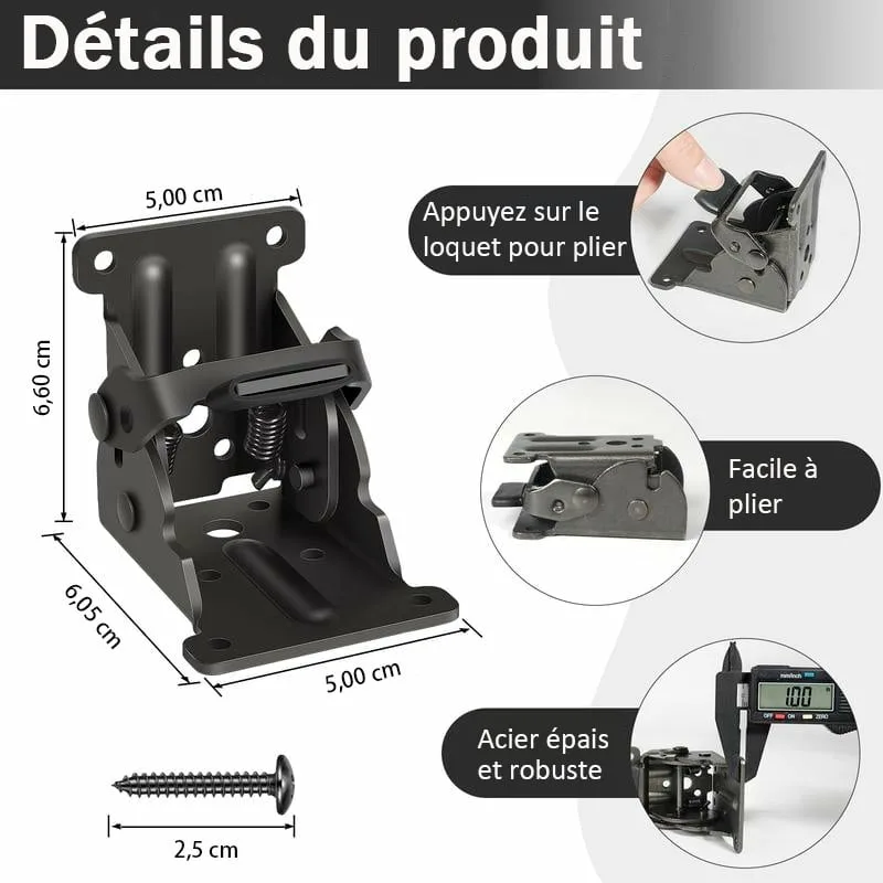 Heavy Duty Folding Table Leg Brackets with Self-Locking Hinges