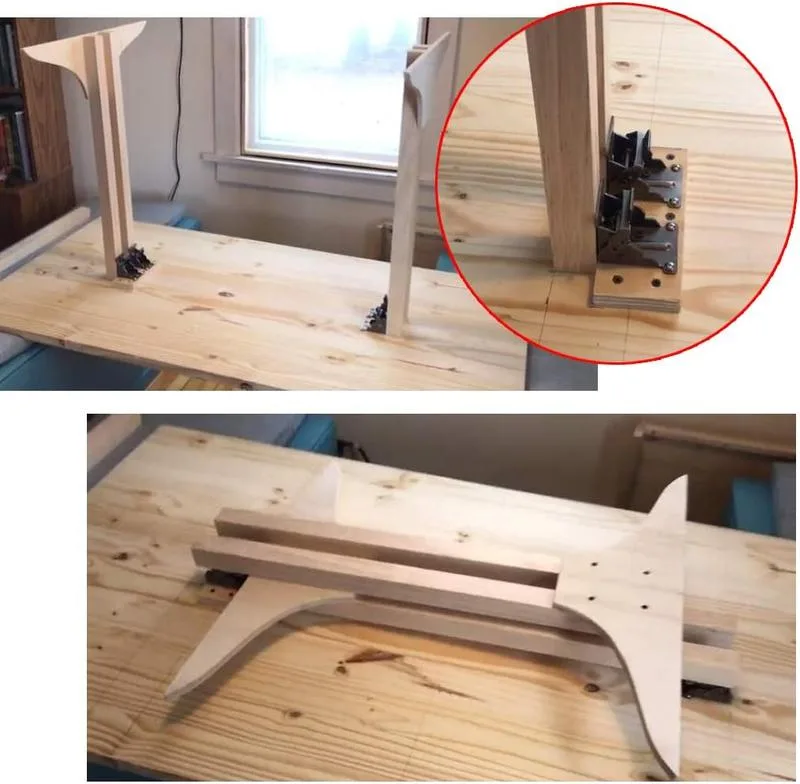 Heavy Duty Folding Table Leg Brackets with Self-Locking Hinges