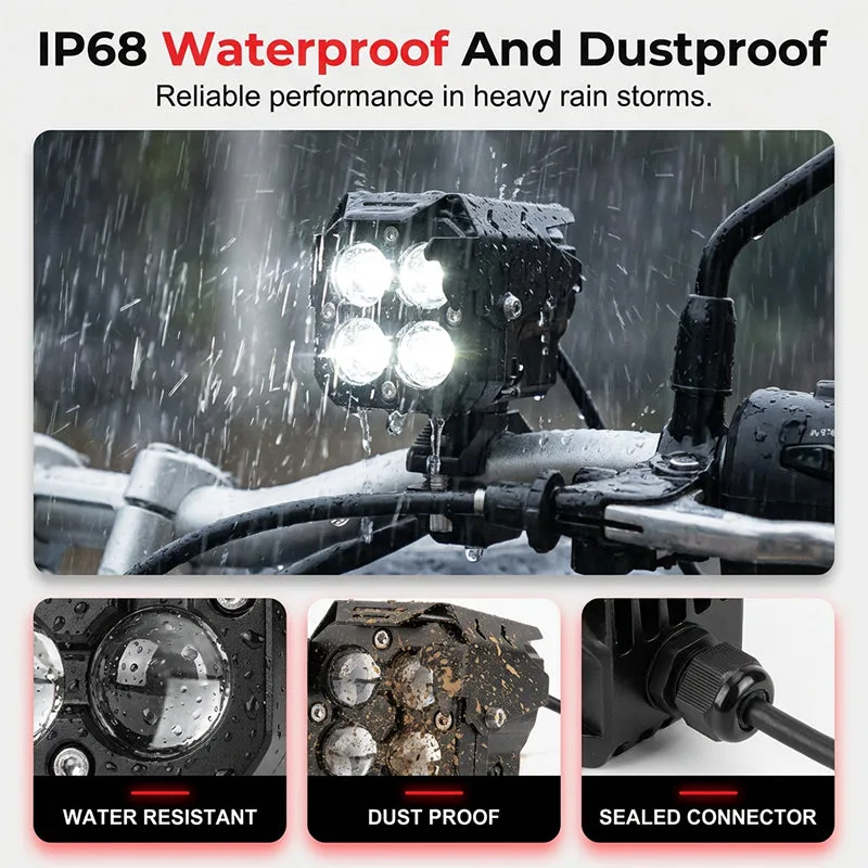 High-Power Quad-Lens Motorcycle LED Spotlight