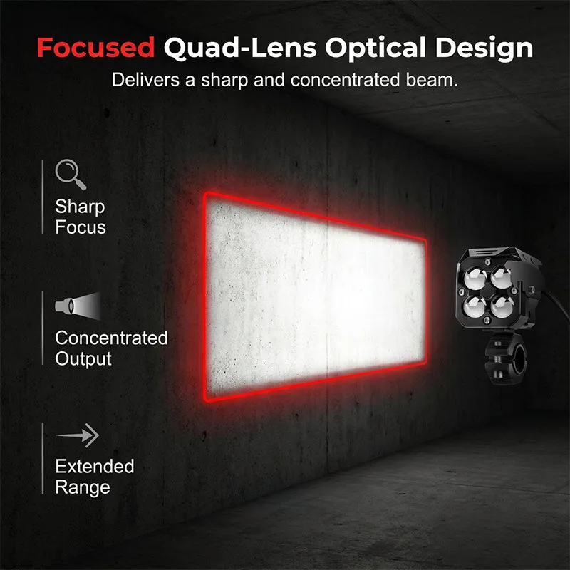 High-Power Quad-Lens Motorcycle LED Spotlight