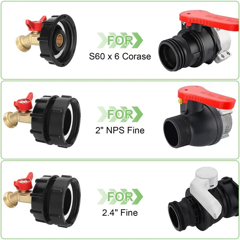 IBC Tote Tank Adapter with Brass Ball Valve