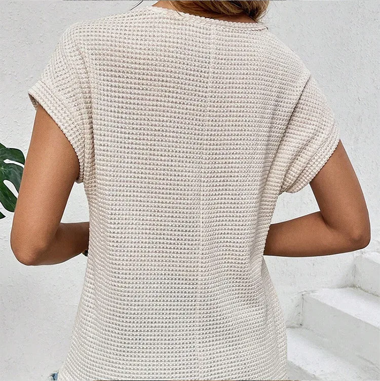 Knitted Mesh Short Sleeve Top