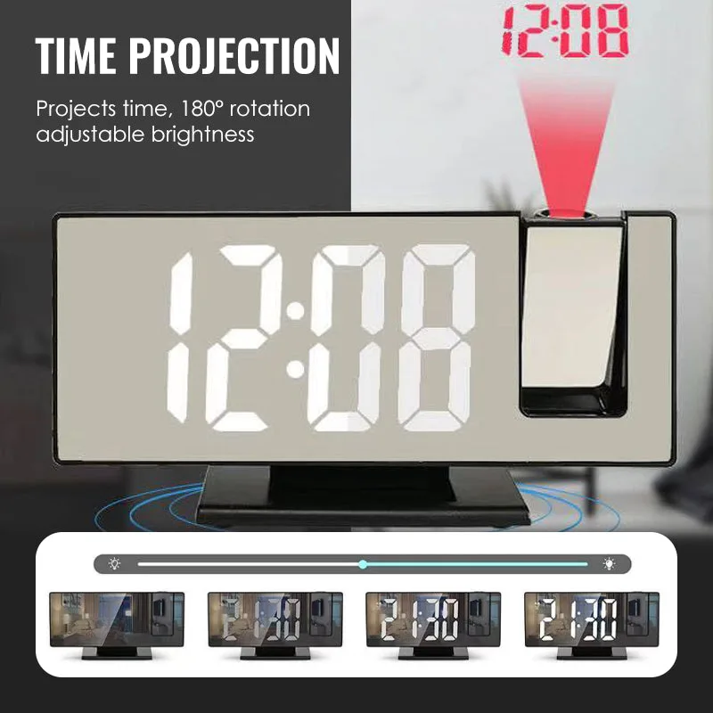 LED Mirror Projection Alarm Clock