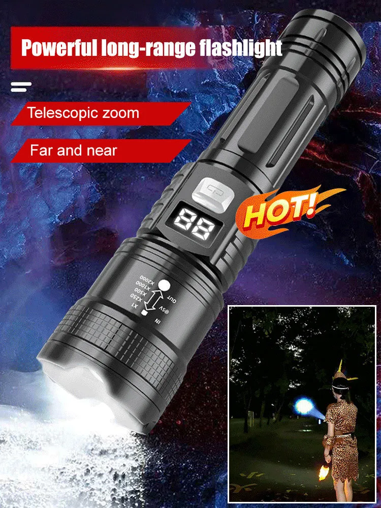 LED Strong Light Retractable Flashlight