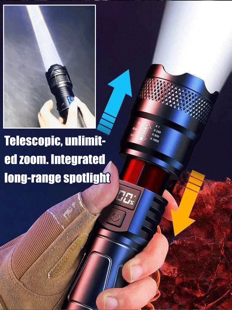 LED Strong Light Retractable Flashlight