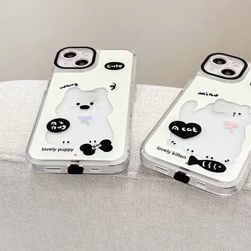 Luminous Cartoon Cat & Dog iPhone Case