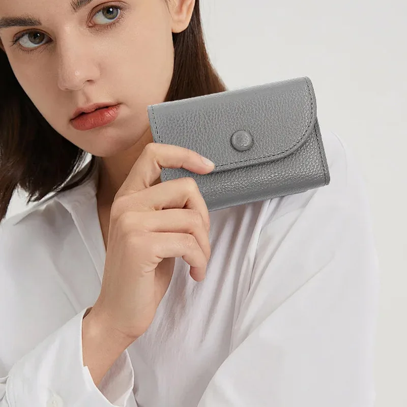 Lychee Pattern PU Leather Short Wallet with Snap Button