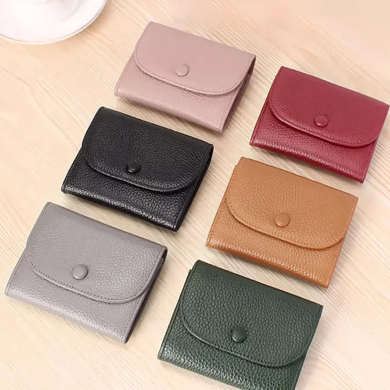 Lychee Pattern PU Leather Short Wallet with Snap Button