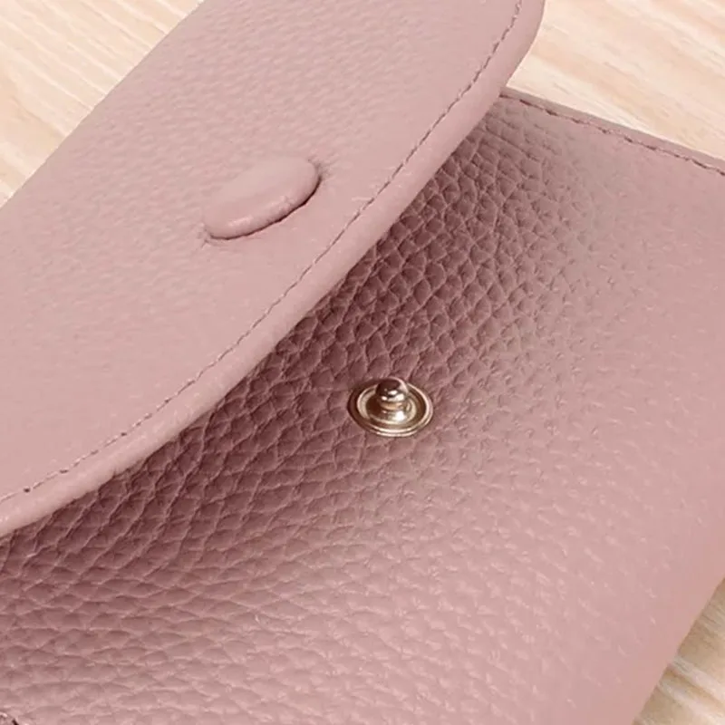 Lychee Pattern PU Leather Short Wallet with Snap Button