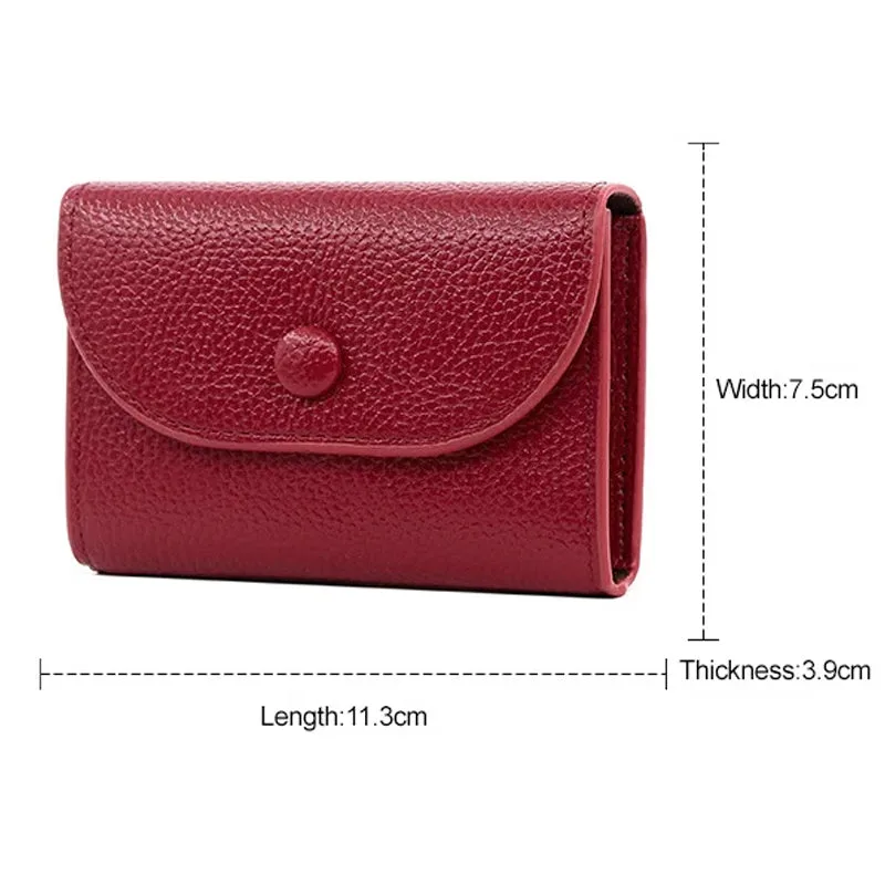 Lychee Pattern PU Leather Short Wallet with Snap Button
